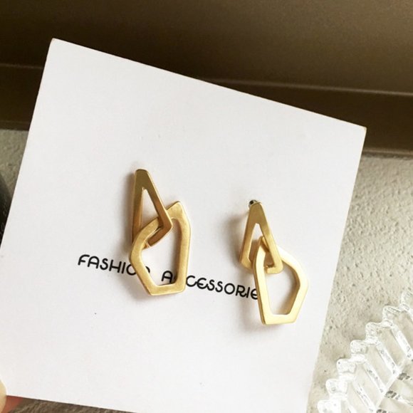 💕💕Last one Geometric Link Earrings - Picture 6 of 8